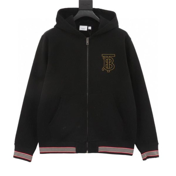designer,replica,clothing,fake,1:1,lv,luxury,high quality Burberry TB Embroidered Striped Fleece Zip-Up Hooded Jacket (9723)
