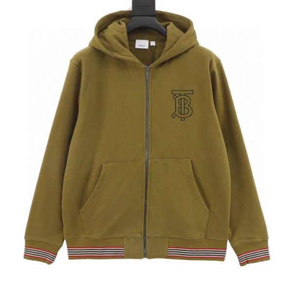 designer,replica,clothing,fake,1:1,lv,luxury,high quality Burberry TB Embroidered Striped Fleece Zip-Up Hooded Jacket (C132)