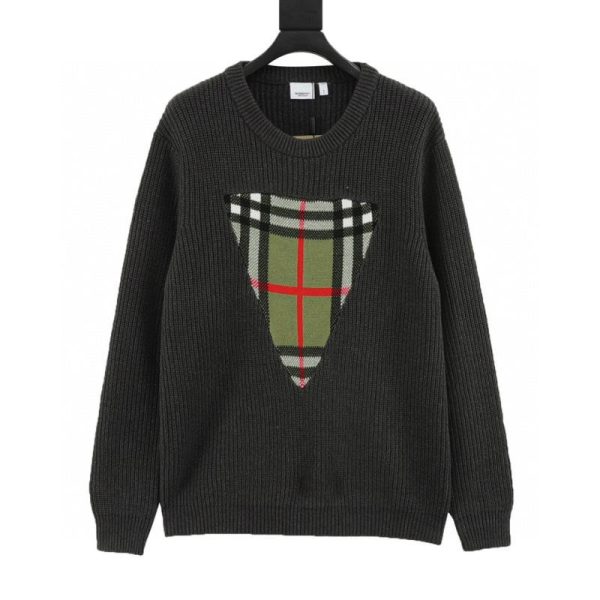 designer,replica,clothing,fake,1:1,lv,luxury,high quality Burberry Vintage Color Block Logo Intarsia Knit Sweater (925E)