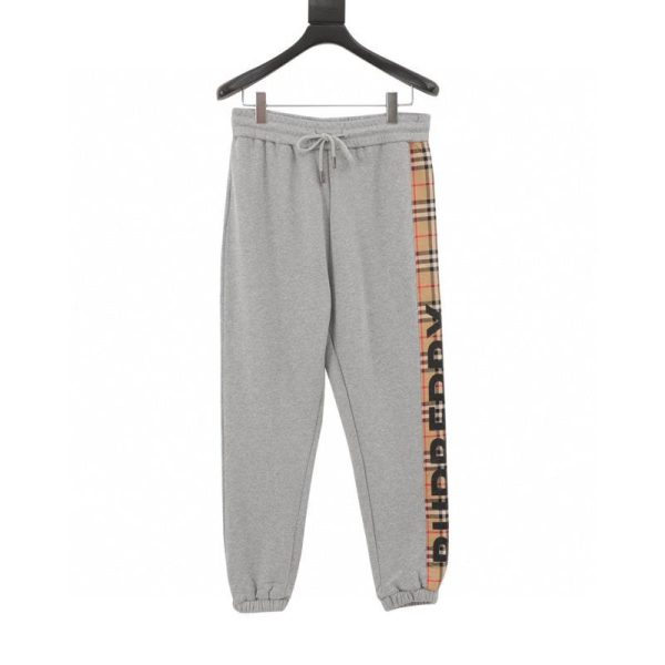 designer,replica,clothing,fake,1:1,lv,luxury,high quality Burberry checkered trousers with taped-to-the-side logo lettering (9993)