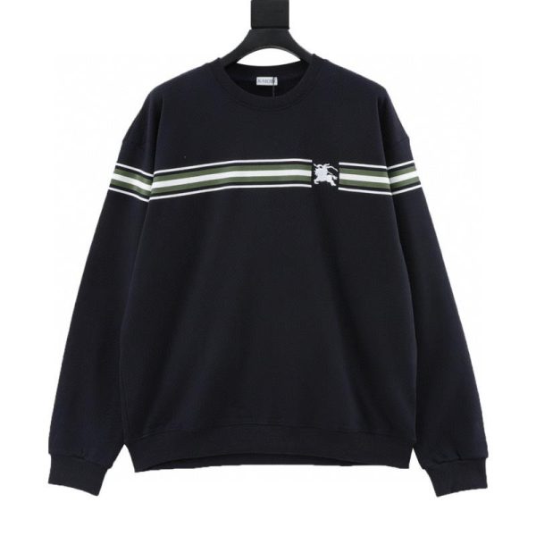 designer,replica,clothing,fake,1:1,lv,luxury,high quality Burberry Equestrian Logo Embroidered Striped Sweatshirt for Couples (EB3B)