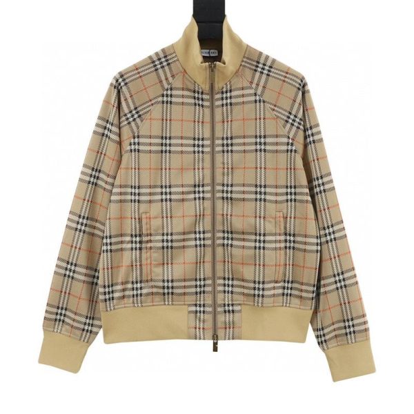 designer,replica,clothing,fake,1:1,lv,luxury,high quality Burberry New Twill Check Wool Blend Zip-Up Cardigan (F0F1)