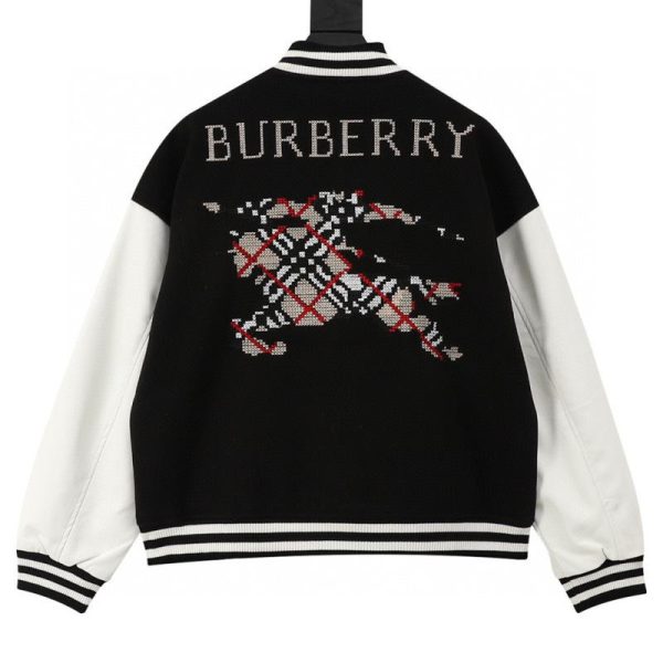 designer,replica,clothing,fake,1:1,lv,luxury,high quality Burberry checkered baseball jacket with equestrian logo (252F)