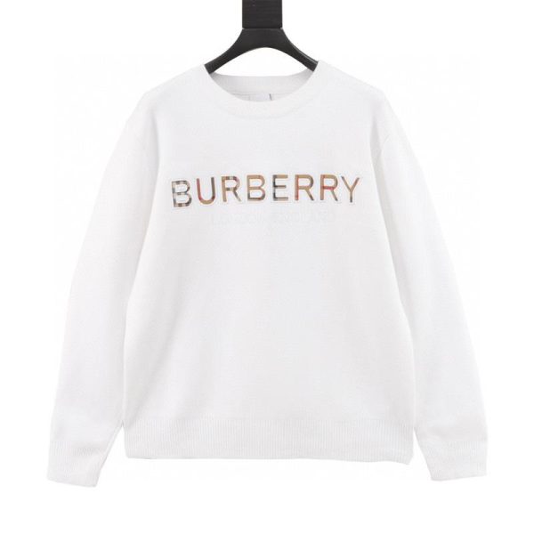 designer,replica,clothing,fake,1:1,lv,luxury,high quality Burberry check embroidered letter knit pullover sweater (E98B)