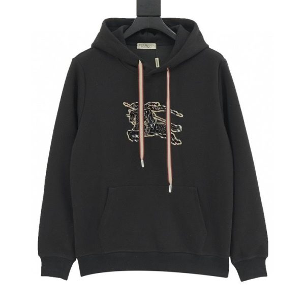 designer,replica,clothing,fake,1:1,lv,luxury,high quality Burberry check equestrian flocked print hoodie (7A5A)