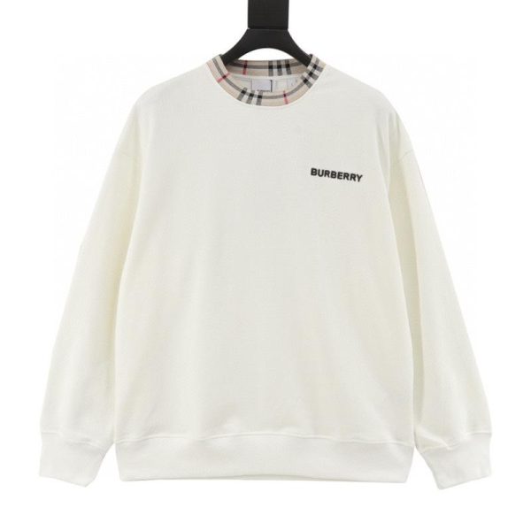 designer,replica,clothing,fake,1:1,lv,luxury,high quality Burberry check neckline sweatshirt with embroidered logo (341A)