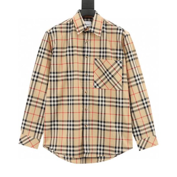 designer,replica,clothing,fake,1:1,lv,luxury,high quality Burberry classic striped pocket long-sleeved shirt (0721)