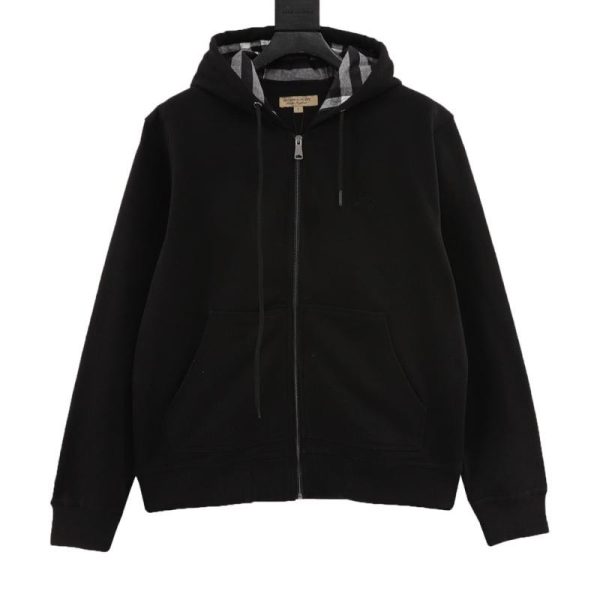 designer,replica,clothing,fake,1:1,lv,luxury,high quality Burberry checkered hoodie with equestrian embroidery on the chest (1D24)