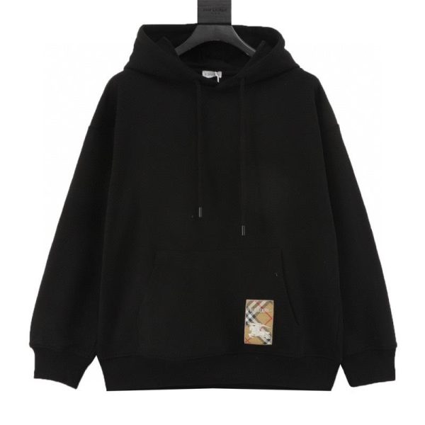 designer,replica,clothing,fake,1:1,lv,luxury,high quality Burberry patch-label embroidered horse check logo hoodie (FC7F)