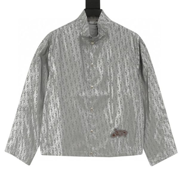 designer,replica,clothing,fake,1:1,lv,luxury,high quality Dior all-over monogram stand-collar reflective jacket (DFendi 4)