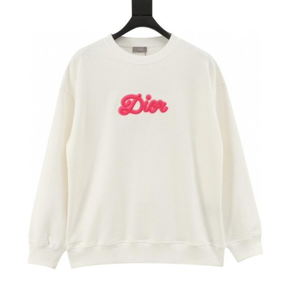 designer,replica,clothing,fake,1:1,lv,luxury,high quality Dior neon-colored embroidered logo crewneck sweatshirt (CD81)