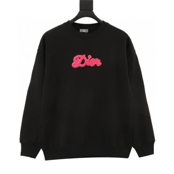 designer,replica,clothing,fake,1:1,lv,luxury,high quality Dior neon-colored embroidered logo crewneck sweatshirt (E484)
