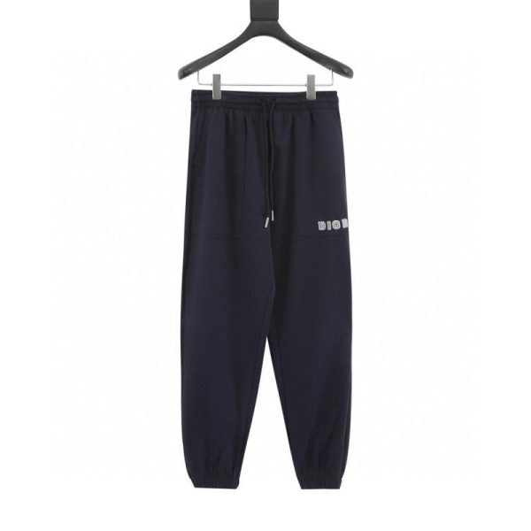 designer,replica,clothing,fake,1:1,lv,luxury,high quality Dior premium blue logo embroidered couple’s track pants (9C9E)