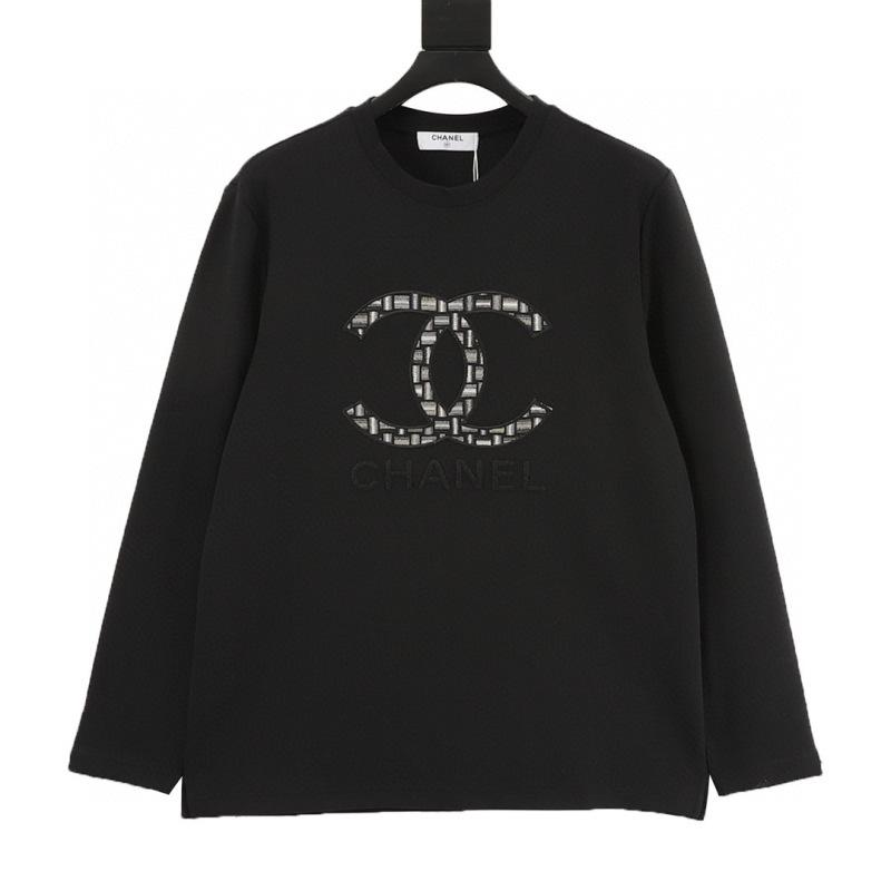designer,replica,clothing,fake,1:1,lv,luxury,high quality CHANEL/Chanel Brocade Double C Logo Embroidered Long-Sleeve T-Shirt (A449) designer,replica,clothing,fake,1:1,lv,luxury,high quality CHANEL/Chanel Brocade Double C Logo Embroidered Long-Sleeve T-Shirt (A449)