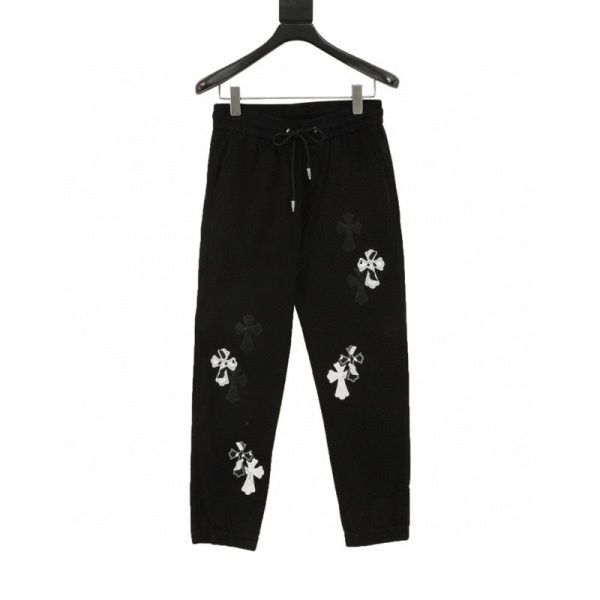 designer,replica,clothing,fake,1:1,lv,luxury,high quality Chrome Hearts Pants with Embroidered Cross Appliques on Both Sides (2433)