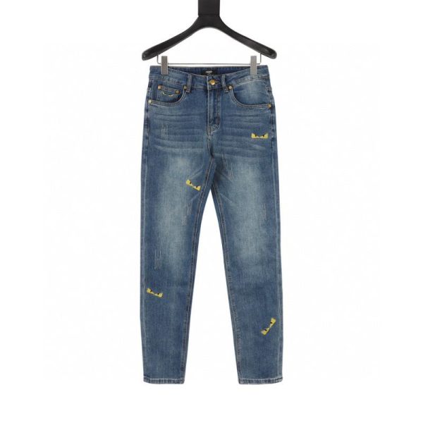 designer,replica,clothing,fake,1:1,lv,luxury,high quality Fendi Monster Embroidered Jeans (B6B1)