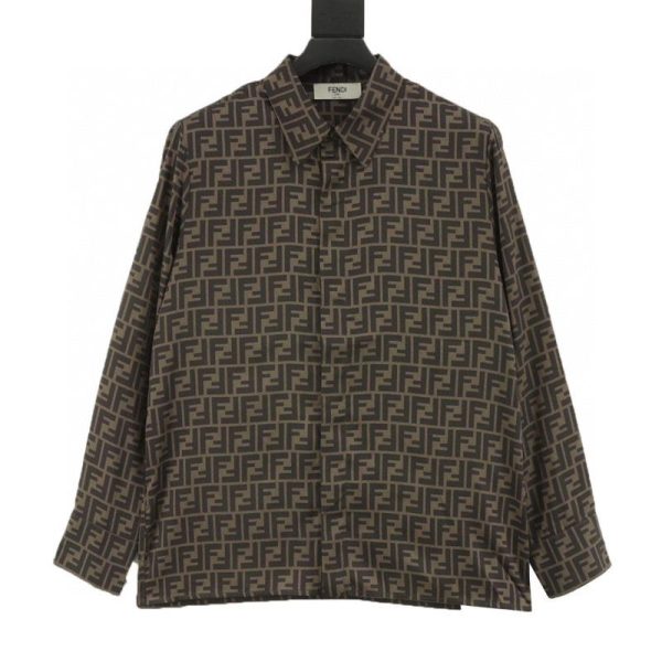 designer,replica,clothing,fake,1:1,lv,luxury,high quality FENDI Double F Jacquard All-over Print Long-Sleeve Shirt (5333)