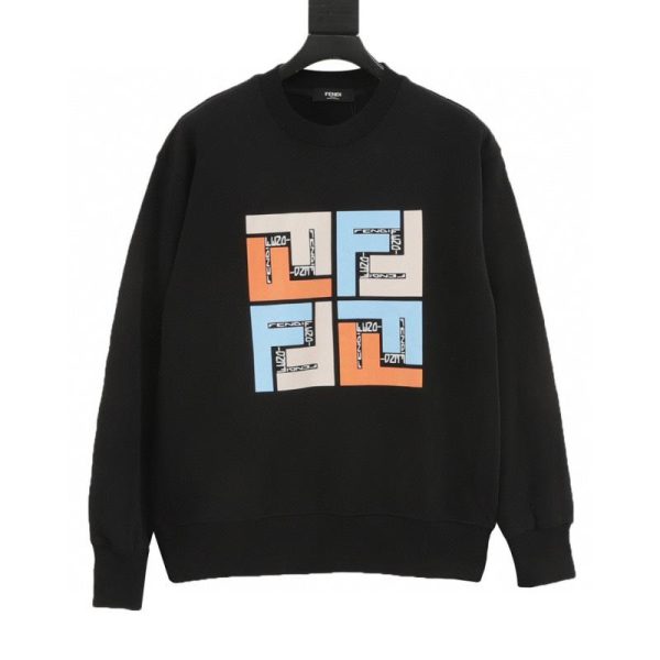 designer,replica,clothing,fake,1:1,lv,luxury,high quality FENDI Square Logo Crew Neck Sweatshirt (117A)