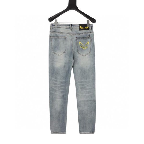 designer,replica,clothing,fake,1:1,lv,luxury,high quality Fendi minimalist retro classic leather label logo jeans (DD5B)