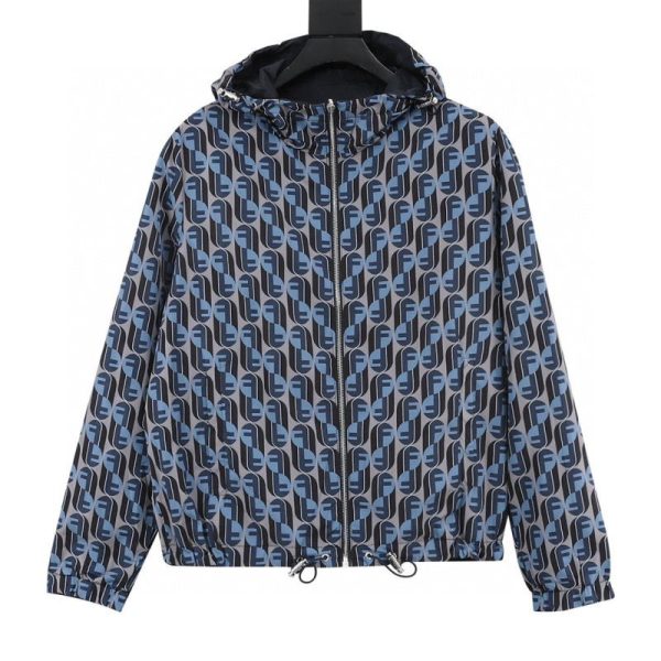 designer,replica,clothing,fake,1:1,lv,luxury,high quality Fendi all-over logo reversible hooded jacket (6793)