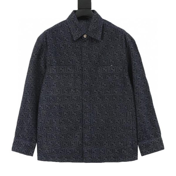 designer,replica,clothing,fake,1:1,lv,luxury,high quality Fendi all-over FF jacquard denim jacket (D5BB)