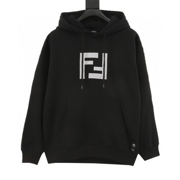 designer,replica,clothing,fake,1:1,lv,luxury,high quality Fendi 3D Mesh Double F Embroidered Logo Hooded Sweatshirt (56E0)