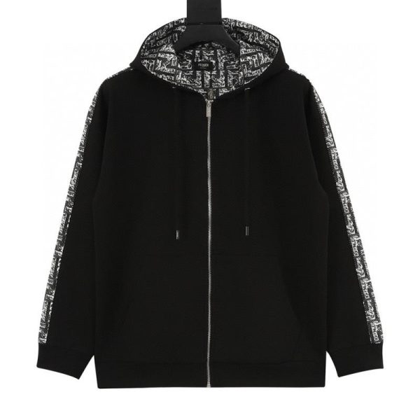 designer,replica,clothing,fake,1:1,lv,luxury,high quality Fendi hooded jacket with all-over double-F print on the sleeve (0E39)