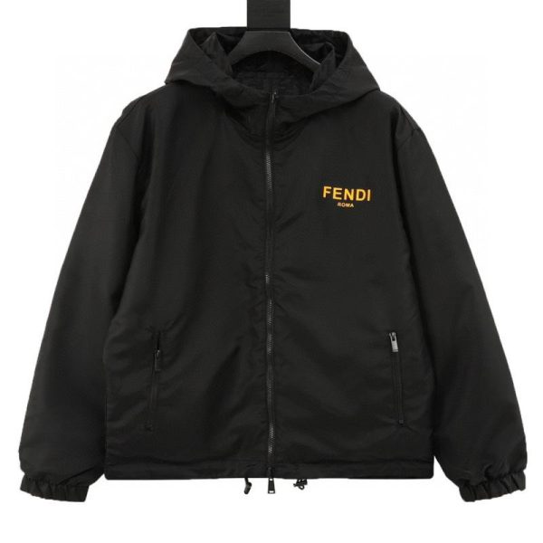 designer,replica,clothing,fake,1:1,lv,luxury,high quality Fendi letter embroidered reversible zip-up jacket (316A)