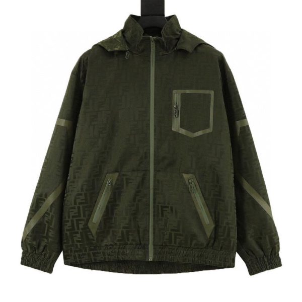 designer,replica,clothing,fake,1:1,lv,luxury,high quality Fendi monogram FF all-over print weatherstripped trench coat/zip-up jacket (E16C)