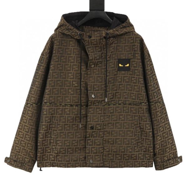 designer,replica,clothing,fake,1:1,lv,luxury,high quality Fendi monogram FF all-over print monster zip-up jacket (E707)