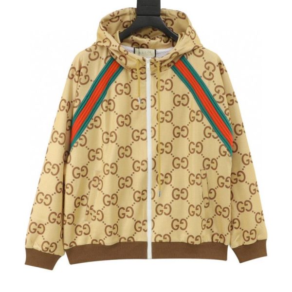 designer,replica,clothing,fake,1:1,lv,luxury,high quality Gucci all-over GG print red and green webbing suit jacket (8E1A)