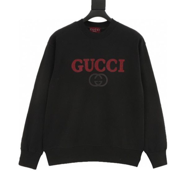 designer,replica,clothing,fake,1:1,lv,luxury,high quality Gucci all-over letter print crewneck sweatshirt (619A)