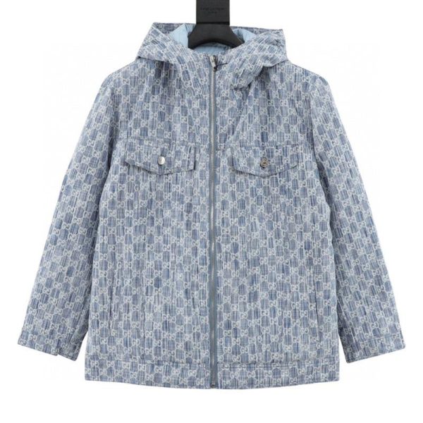 designer,replica,clothing,fake,1:1,lv,luxury,high quality Gucci all-over washed distressed jacquard logo hooded down jacket (046E)