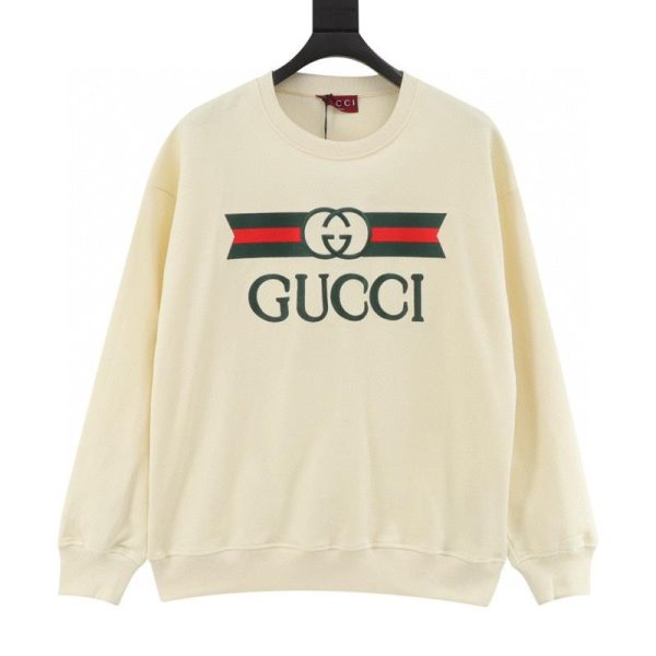 designer,replica,clothing,fake,1:1,lv,luxury,high quality Gucci red and green belted crewneck sweatshirt with logo embroidery (4217)