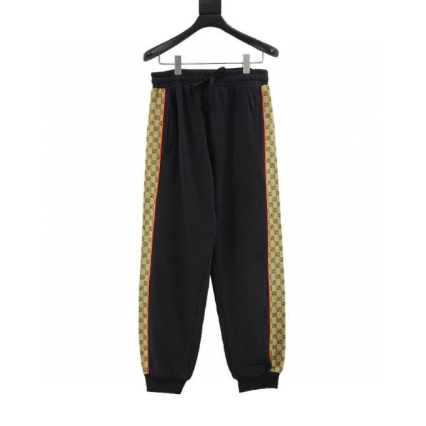 designer,replica,clothing,fake,1:1,lv,luxury,high quality Gucci monogram patchwork tapered trousers (67BF)