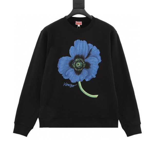 designer,replica,clothing,fake,1:1,lv,luxury,high quality KENZO Crew Neck Sweatshirt with Begonia Flower Print on the Chest (4C42)
