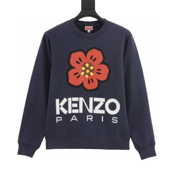 designer,replica,clothing,fake,1:1,lv,luxury,high quality KENZO Crew Neck Sweatshirt with Begonia Flower Print on the Chest (5A15)