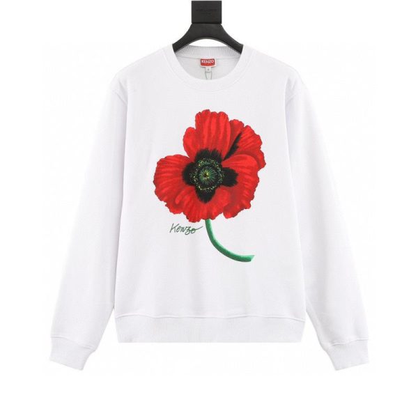 designer,replica,clothing,fake,1:1,lv,luxury,high quality KENZO Crew Neck Sweatshirt with Begonia Flower Print on the Chest (8BAB)