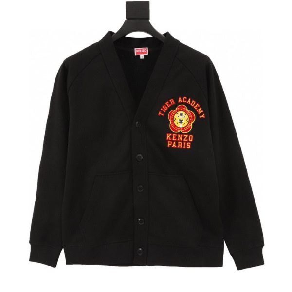 designer,replica,clothing,fake,1:1,lv,luxury,high quality KENZO Tiger and Floral Flocked Pattern Sweatshirt Cardigan (5A52)