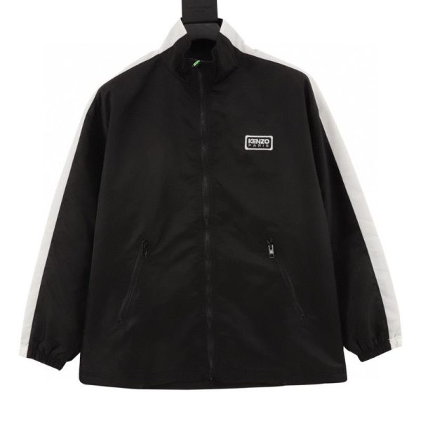 designer,replica,clothing,fake,1:1,lv,luxury,high quality KENZO Black Label White Embroidered Thin Cotton Stand Collar Jacket (2593)