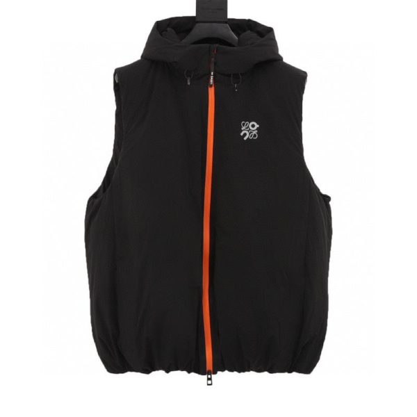 designer,replica,clothing,fake,1:1,lv,luxury,high quality Loewe 2024 Collaboration Orange Zip-Up Hooded Down Vest (A69E)