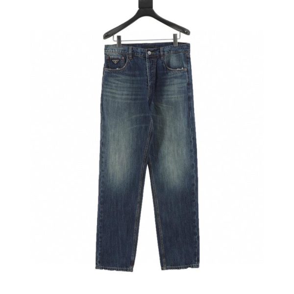 designer,replica,clothing,fake,1:1,lv,luxury,high quality PRADA Pocket Triangle Logo Jeans (6005)