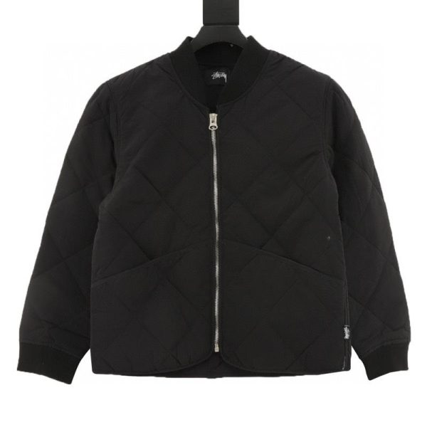 designer,replica,clothing,fake,1:1,lv,luxury,high quality STUSSY Black 8 Billiards Zipper Cotton Jacket (9A62)
