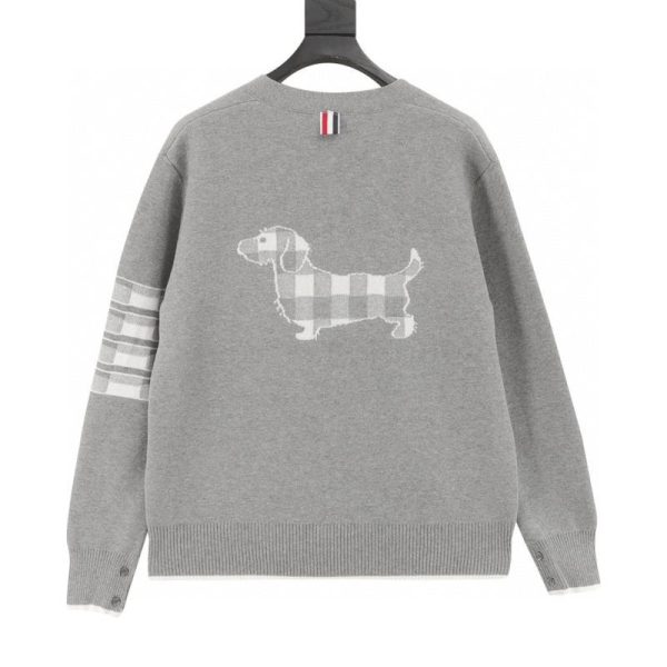 designer,replica,clothing,fake,1:1,lv,luxury,high quality Thom Browne diamond-patterned dog cardigan sweater (0A53)