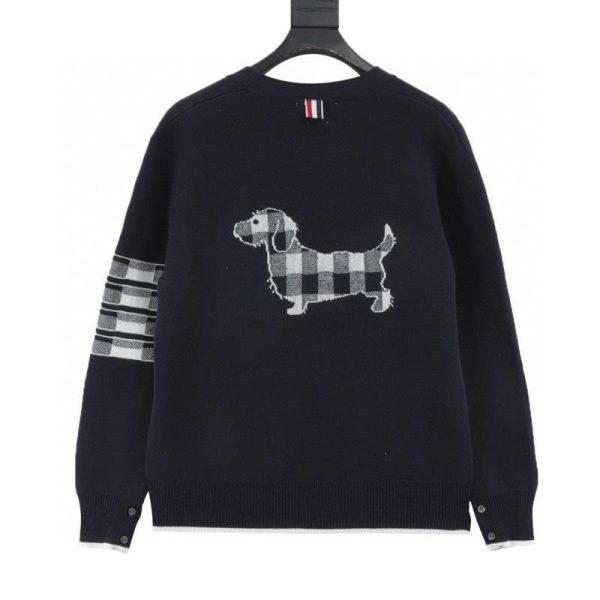 designer,replica,clothing,fake,1:1,lv,luxury,high quality Thom Browne diamond-patterned dog cardigan sweater (Fendi 3E)