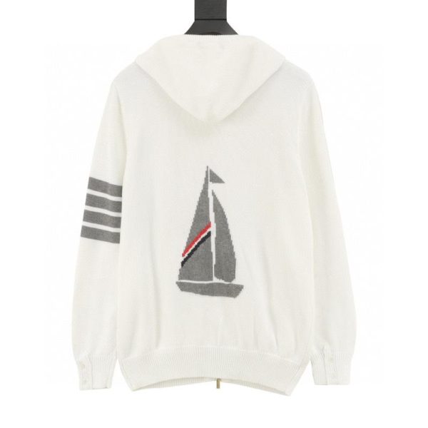 designer,replica,clothing,fake,1:1,lv,luxury,high quality Thom Browne Four-Bar Sailboat Pattern Hooded Jacket (CE6C)