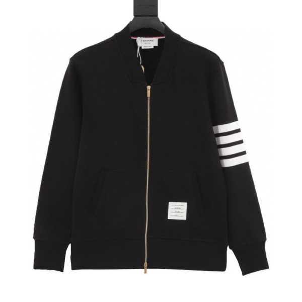 designer,replica,clothing,fake,1:1,lv,luxury,high quality Thom Browne Four-Bar Yarn Baseball Jacket with Zipper (33A0)