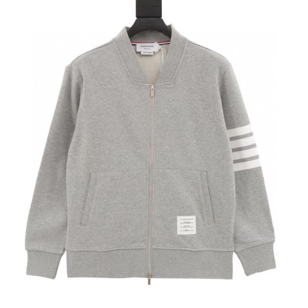 designer,replica,clothing,fake,1:1,lv,luxury,high quality Thom Browne Four-Bar Yarn Baseball Jacket with Zip-Up (DD66)