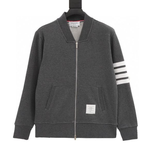 designer,replica,clothing,fake,1:1,lv,luxury,high quality Thom Browne Four-Bar Yarn Baseball Zip-Up Jacket (F307)