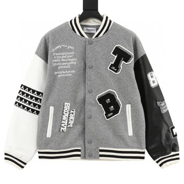 designer,replica,clothing,fake,1:1,lv,luxury,high quality Thom Browne Multi-Element Embroidered Four-Bar Baseball Jacket (4FF5)